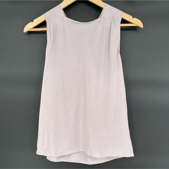 Theory Women's Twist Front Sleeveless Silk Top XS In Sandwash Lilac Old Money - Picture 2 of 8